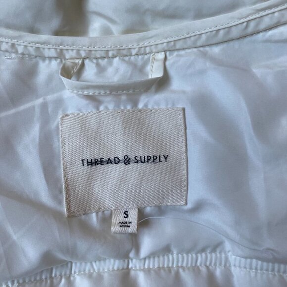THREAD & Supply BNWT Women White Puffy Jacket Small Full Zip Water Resistant - Picture 6 of 8